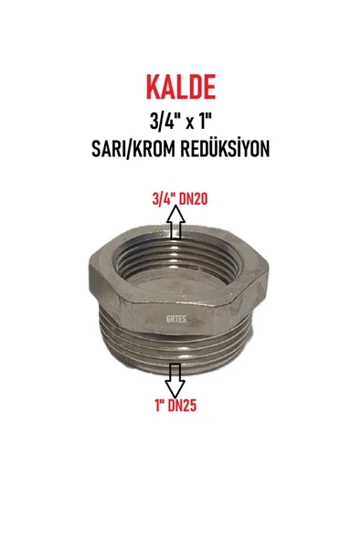 KALDE  3/4" x 1" Sarı/Krom Redüksiyon - Brass Reduction ürün görseli 1