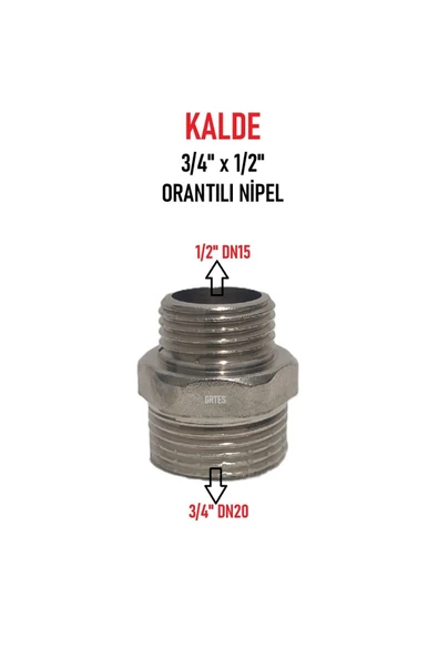 KALDE  3/4" x 1/2" Sarı/Krom Orantılı Nipel - Proportional Nipple ürün görseli 1