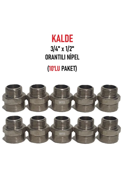 KALDE  (10'lu Paket) 3/4" x 1/2" Sarı/Krom Orantılı Nipel - Proportional Nipple ürün görseli 1