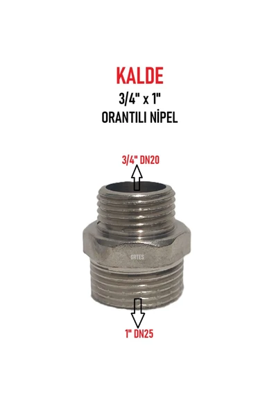 KALDE  3/4" x 1" Sarı/Krom Orantılı Nipel - Proportional Nipple ürün görseli 1