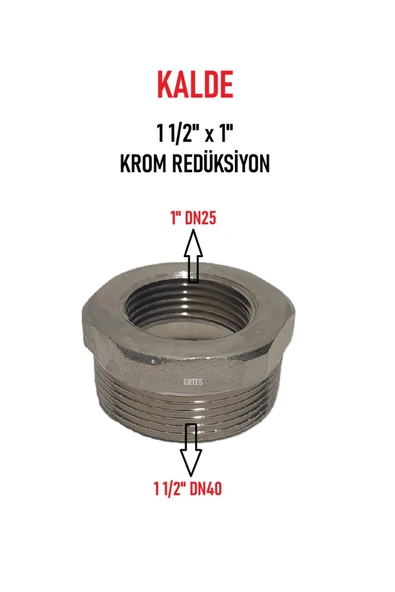 KALDE  1 1/2" x 1" Sarı/Krom Redüksiyon - Brass Reduction ürün görseli 1