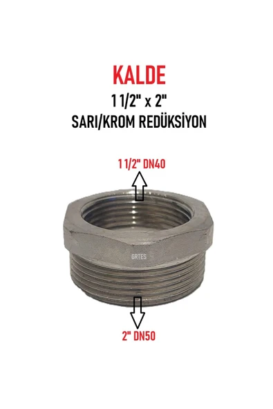 KALDE  1 1/2" x 2" Sarı/Krom Redüksiyon - Brass Reduction ürün görseli 1