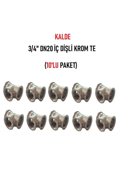 KALDE  (10'lu PAket) 3/4" Dn20 İç Dişli Sarı/Krom TE (Dişi) - Chrome Tee ürün görseli 1