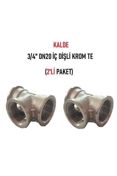 KALDE  (2'li PAket) 3/4" Dn20 İç Dişli Sarı/Krom TE (Dişi) - Chrome Tee ürün görseli 1