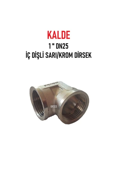 KALDE  1" Dn25 Sarı/Krom Dirsek İç Dişli (Dişi) - Brass İnternal Thread Elbow ürün görseli 1