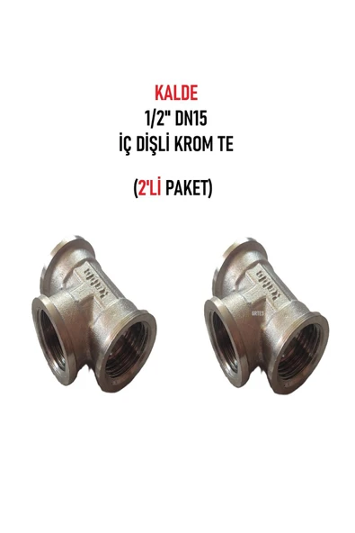 KALDE  (2'li Paket) 1/2" Dn15 İç Dişli Sarı/Krom TE (Dişi) - Chrome Tee ürün görseli 1