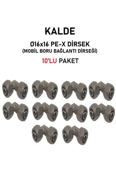 KALDE  (10'lu Paket) Ø16x16" Sabit Uçlu Pex Dirsek (Mobil Boru Bağlantı Dirseği) ürün görseli 1