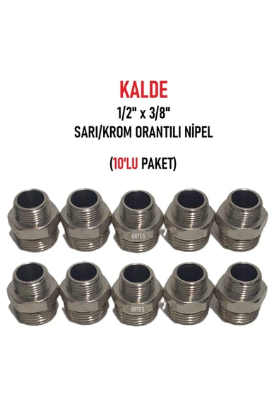 KALDE  (10'lu Paket) 1/2" x 3/8" Sarı/Krom Orantılı Nipel - Proportional Nipple ürün görseli 1