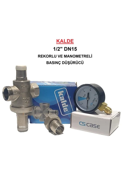 KALDE  1/2" DN15 Rekorlu Su Basınç Düşürücü + Case Manometre - Pressure Reducing Valves (With Manometer) ürün görseli 1