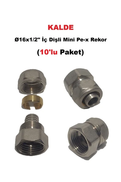 KALDE  (10'lu Paket) Ø16x1/2" İç Dişli Mini Pex Rekor - Mobil Sistem Boru Bağlantı Rekoru ürün görseli 1