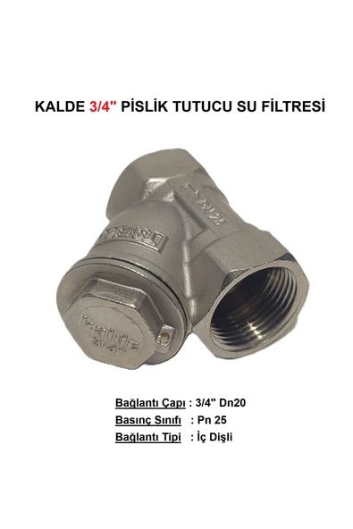KALDE  3/4" Sarı / Krom Pislik Tutucu Su Filtresi Dn20 - Threaded Strainer ürün görseli 1