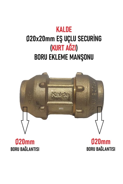KALDE  Ø20x20mm Eş Uçlu Securing (Sarı Kurt Ağzı) Boru Ekleme Manşonu ürün görseli 1