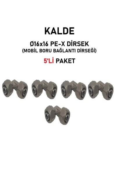 KALDE  (5'li Paket) Ø16x16" Sabit Uçlu Pex Dirsek (Mobil Boru Bağlantı Dirseği) ürün görseli 1