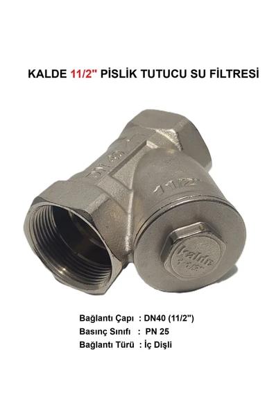 KALDE  11/2" Sarı / Krom Pislik Tutucu Su Filtresi Dn40 - Threaded Strainer ürün görseli 1