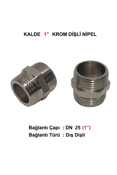 KALDE  2'Li Paket 1" Sarı / Krom Dişli Nipel Dn25 - Chrome Nipple ürün görseli 1