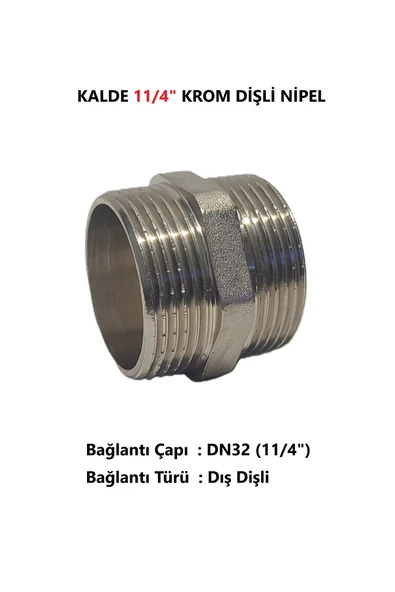 KALDE  2'Li Paket 11/4" Sarı / Krom Dişli Nipel Dn32 - Chrome Nipple ürün görseli 1