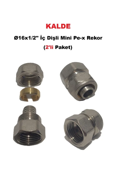 KALDE  (2'li Paket) Ø16x1/2" İç Dişli Mini Pex Rekor - Mobil Sistem Boru Bağlantı Rekoru ürün görseli 1
