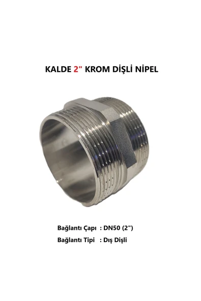KALDE  2'Li Paket 2" Sarı / Krom Dişli Nipel Dn50 - Chrome Nipple ürün görseli 1