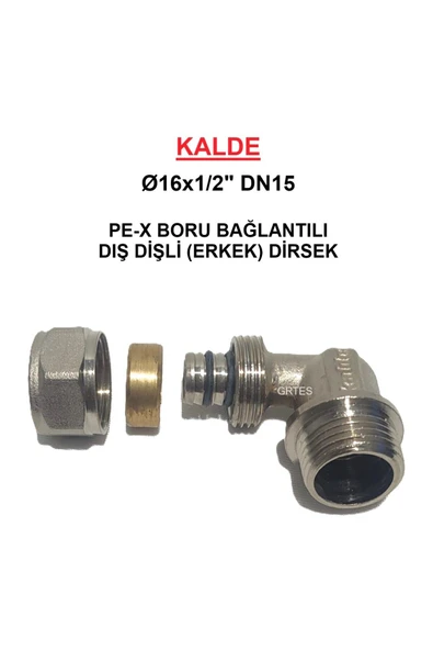 KALDE  Ø16x1/2" Pex Dirsek Dış Dişli - Erkek (Mobil Sistem Bağlantı Parçası) ürün görseli 1
