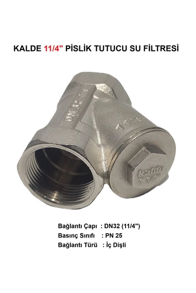 KALDE  11/4" Sarı / Krom Pislik Tutucu Su Filtresi Dn32 - Threaded Strainer ürün görseli 1