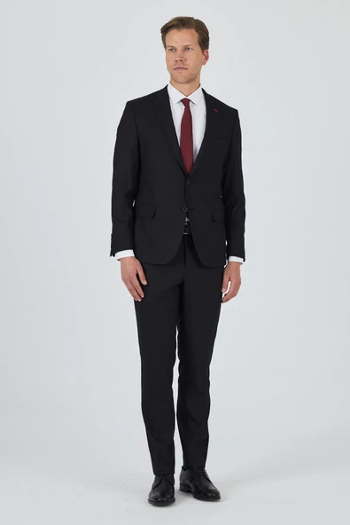 Siyah Kırlangıç Yaka 6 Drop Slim Fit Tam Astar Esnek Takım Elbise 1001250162 ürün görseli 1