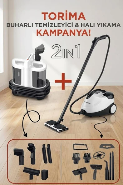 Buharlı Temizleyici Halı ve Koltuk Yıkama Cam Zemin Mutfak Temizleme Buhar Makinesi V22B+CB08C ürün görseli 1