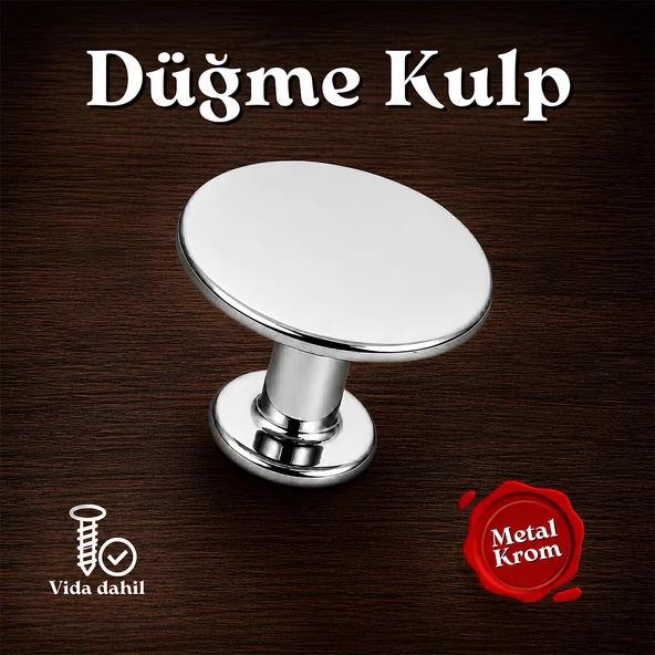 Düğme Kulp Mobilya Mutfak Çekmece Dolap Dolabı Kapak Kulpu Kulpları Kulbu Krom Metal Daire Kulp ürün görseli 1