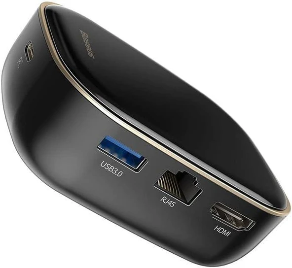 Baseus, Çok Fonksiyonlu Bilgisayar/Telefon Hub Adaptörü, Siyah, Giriş: USB Type C,Seyahat Boy ürün görseli 1