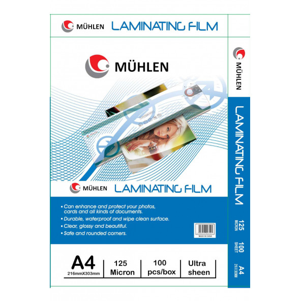 Mühlen Laminasyon Makinesi Filmi 125 Mc A4 1 Paket 100 Adet ürün görseli 1