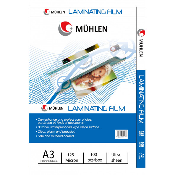 Mühlen Laminasyon Makinesi Filmi 125 Mc A3 1 Paket 100 Adet ürün görseli 1