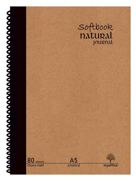 Natural Journal A5 Defter Sert Kapak 160 Sayfa, Spiralli 80 yp. KARELİ ürün görseli 1