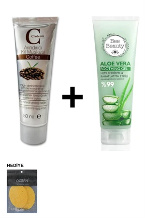Claderm Coffee Killi Yüz Maskesi 50 ml Aloe Vera Yatıştırıcı Jel (Sünger Hediyeli) ürün görseli 1
