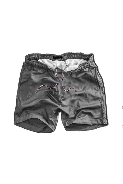 Slim Fit Su Itici Kumaş Fileli Deniz Şortu---gri--- ürün görseli 1