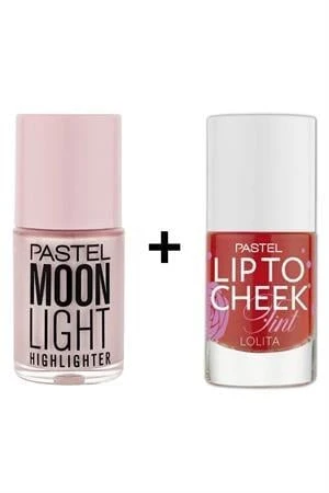 Pastel Likit Aydınlatıcı Moonlight Highlighter No 100 ve Pastel Lip To Cheek Tint Lolita Ruj ve Allık ürün görseli 1