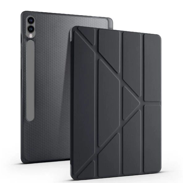 Samsung Galaxy Tab S10 Plus X820 12.4 İnç Katlanabilir Kalemlikli Standlı Akıllı Kılıf  Siyah ürün görseli 1