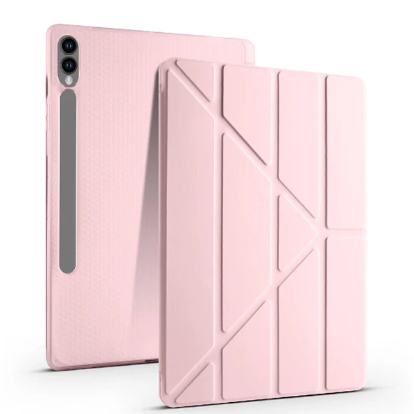 Samsung Galaxy Tab S10 Plus X820 12.4 İnç Katlanabilir Kalemlikli Standlı Akıllı Kılıf  Pembe ürün görseli 1