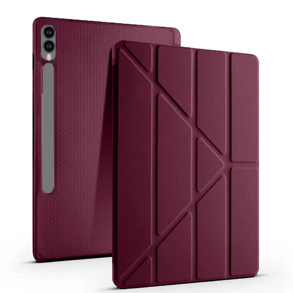 Samsung Galaxy Tab S10 Plus X820 12.4 İnç Katlanabilir Kalemlikli Standlı Akıllı Kılıf  Mürdüm ürün görseli 1