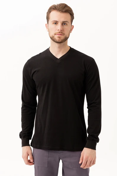 Padus V Yaka Uzun Kollu T-Shirt - Rahat Kesim, Günlük ve İş Kullanımı İçin ürün görseli 1
