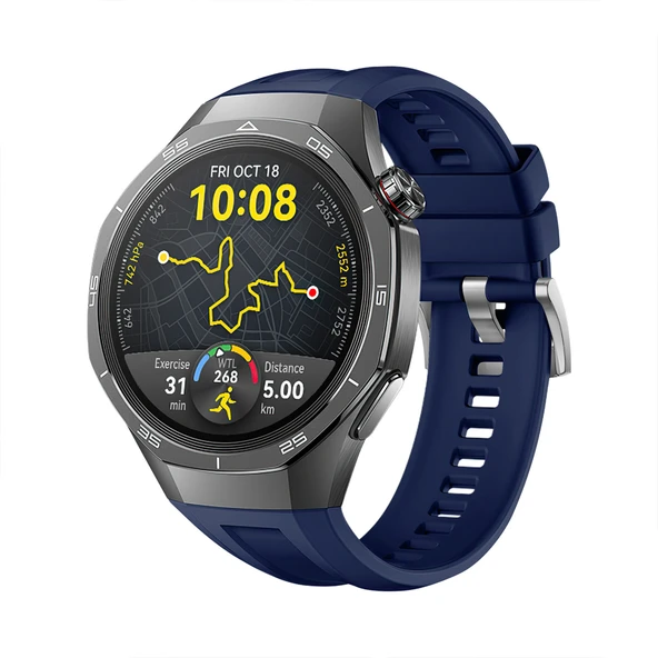 Huawei Watch Gt5 Pro 46mm İle Tam Uyumlu Kordon Metal Tokalı Yumuşak Silikon Kordon Kayış  Lacivert ürün görseli 1