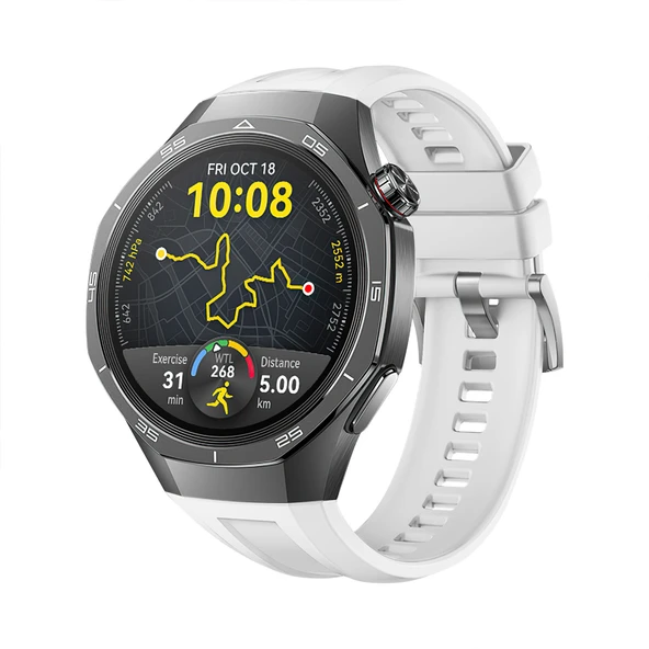 Huawei Watch Gt5 Pro 46mm İle Tam Uyumlu Kordon Metal Tokalı Yumuşak Silikon Kordon Kayış  Beyaz ürün görseli 1