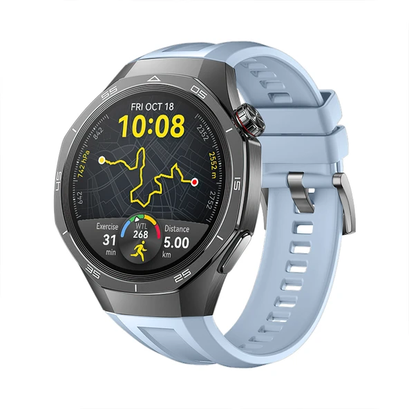 Huawei Watch Gt5 Pro 46mm İle Tam Uyumlu Kordon Metal Tokalı Yumuşak Silikon Kordon Kayış  Mavi ürün görseli 1
