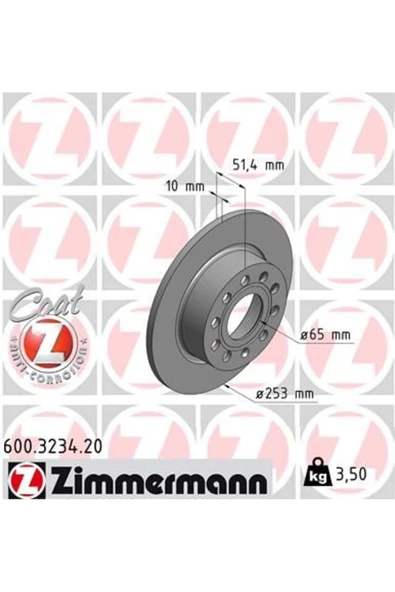 Zimmermann 600.3234.20 ARKA FREN AYNASI GOLF V-VI-OCTAVIA 04 TOLEDO III ALTEA 04 LEON 04 - -1K0615601K ürün görseli 1