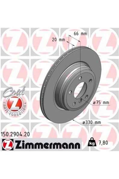 Zimmermann 150.2904.20 Arka Fren Aynası Bmw 3 F30-f80-f31-f34 4 F32-f82-f36 986479622-df6512s 27053 ürün görseli 1