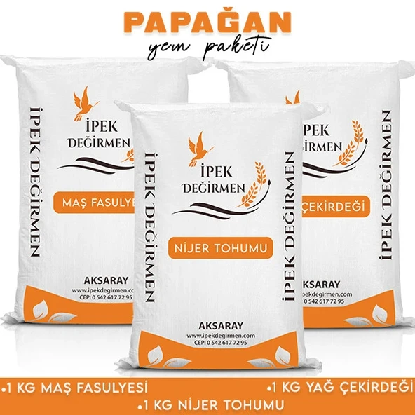 İpek Değirmen 3 KG Premium Papağan Yemi Maş Fasulyesi Yağ Çekirdeği Nijer Tohumu ürün görseli 1