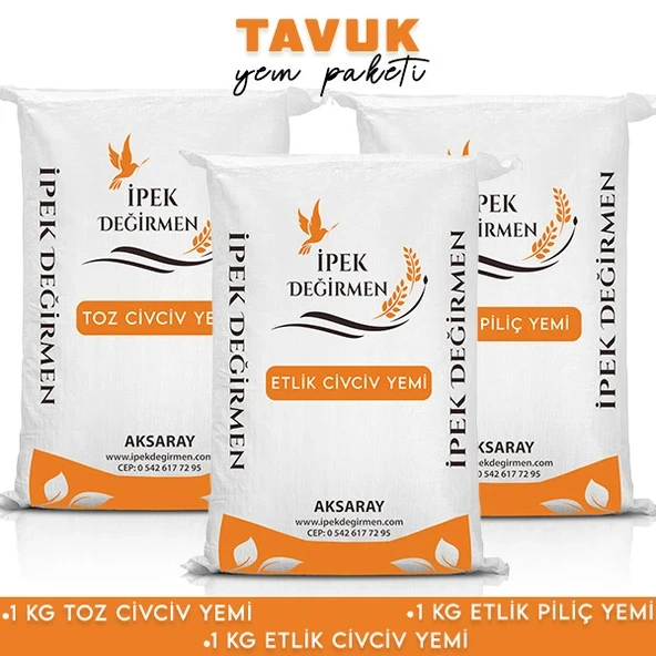 İpek Değirmen 3 KG Tavuk Civciv Yem Paketi Etlik Toz Civciv Yemi ürün görseli 1