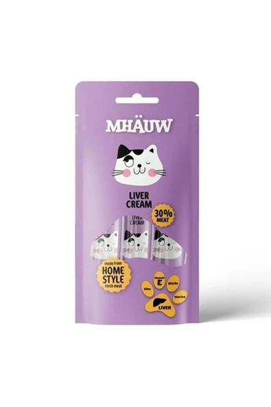 MHAUW Ciğerli Kremalı Sıvı Kedi Ödülü 15gr 4lü ürün görseli 1