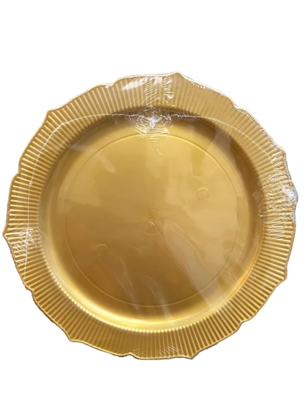 Dayanıklı Mika Plastik Tabak - Tek Kullanımlık, Şık ve Hijyenik Sunum - Altın - 6 Adetlik Paket ürün görseli 1