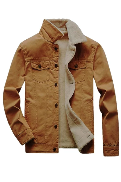 R.lion Kürklü Kot Mont Premium Denim -- açık camel-- ürün görseli 1