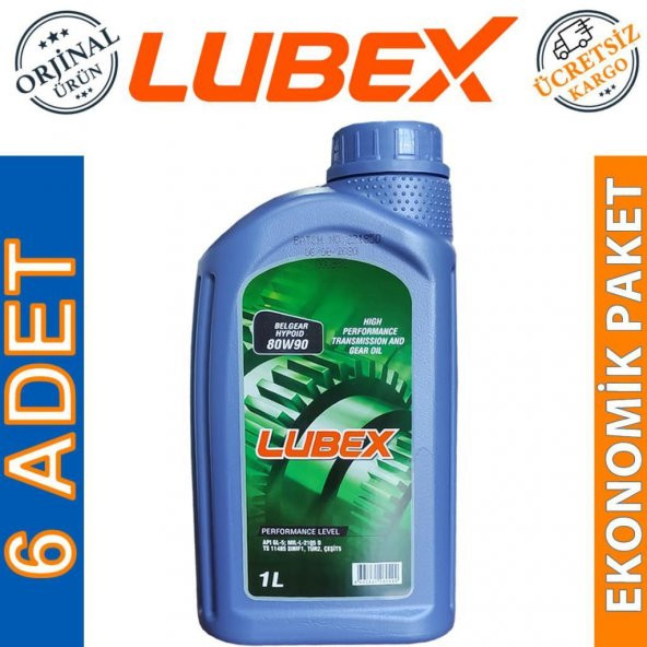Lubex Mitras AX HYP 80W-90 GL-5 1 Lt Manuel Şanzıman Yağı (6 Adet) ürün görseli 1