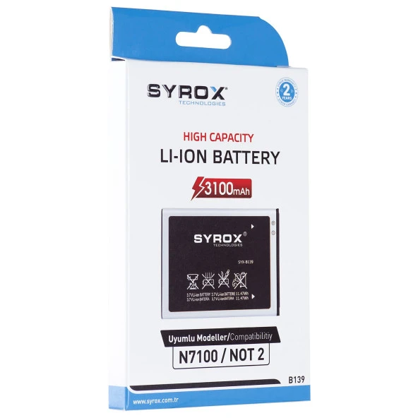 Syrox Samsung Note 2 / N7100 Batarya B139 ürün görseli 1